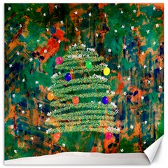Watercolour Christmas Tree Painting Canvas 16  x 16  