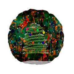 Watercolour Christmas Tree Painting Standard 15  Premium Flano Round Cushions