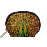 Peacock Bird Feathers Accessory Pouches (Small)  Front