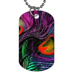 Peacock Feather Rainbow Dog Tag (two Sides) by Simbadda