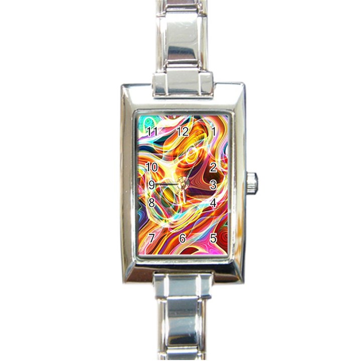 Colourful Abstract Background Design Rectangle Italian Charm Watch