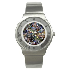 Multi Color Peacock Feathers Stainless Steel Watch by Simbadda