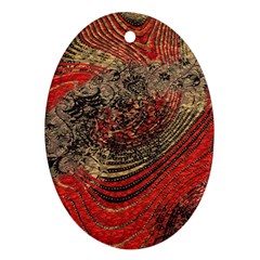 Red Gold Black Background Ornament (oval) by Simbadda