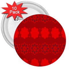 Red Flowers Velvet Flower Pattern 3  Buttons (10 Pack)  by Simbadda
