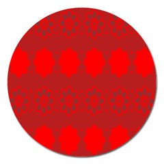 Red Flowers Velvet Flower Pattern Magnet 5  (round) by Simbadda