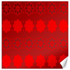 Red Flowers Velvet Flower Pattern Canvas 16  X 16   by Simbadda