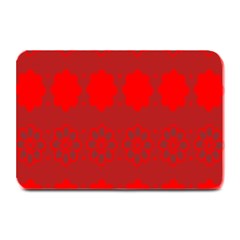 Red Flowers Velvet Flower Pattern Plate Mats by Simbadda