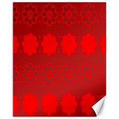 Red Flowers Velvet Flower Pattern Canvas 11  X 14   by Simbadda