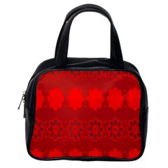 Red Flowers Velvet Flower Pattern Classic Handbags (one Side) by Simbadda