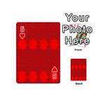 Red Flowers Velvet Flower Pattern Playing Cards 54 (Mini)  Front - Heart5
