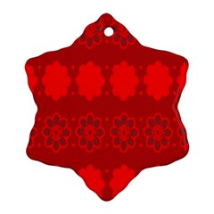 Red Flowers Velvet Flower Pattern Snowflake Ornament (two Sides) by Simbadda