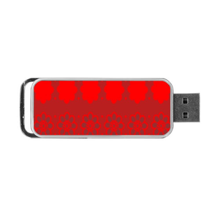 Red Flowers Velvet Flower Pattern Portable USB Flash (One Side)