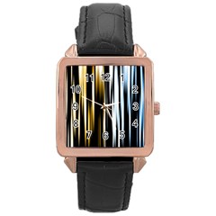 Digitally Created Striped Abstract Background Texture Rose Gold Leather Watch  by Simbadda