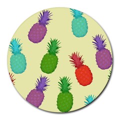 Colorful Pineapples Wallpaper Background Round Mousepads by Simbadda