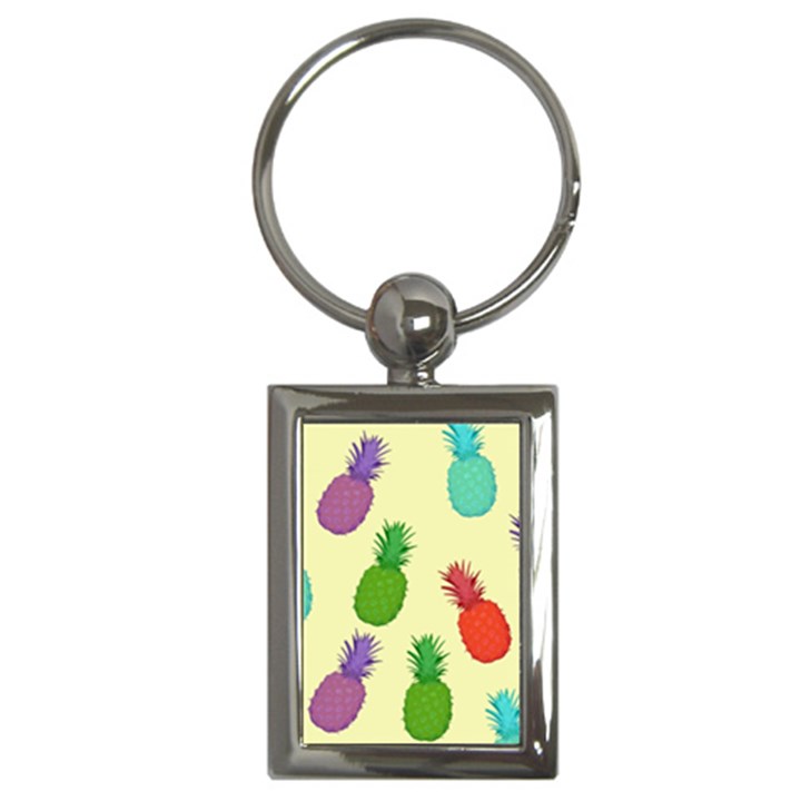 Colorful Pineapples Wallpaper Background Key Chains (Rectangle) 