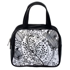 Black Abstract Floral Background Classic Handbags (one Side) by Simbadda