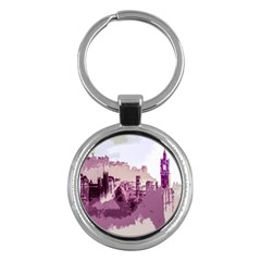 Abstract Painting Edinburgh Capital Of Scotland Key Chains (round)  by Simbadda