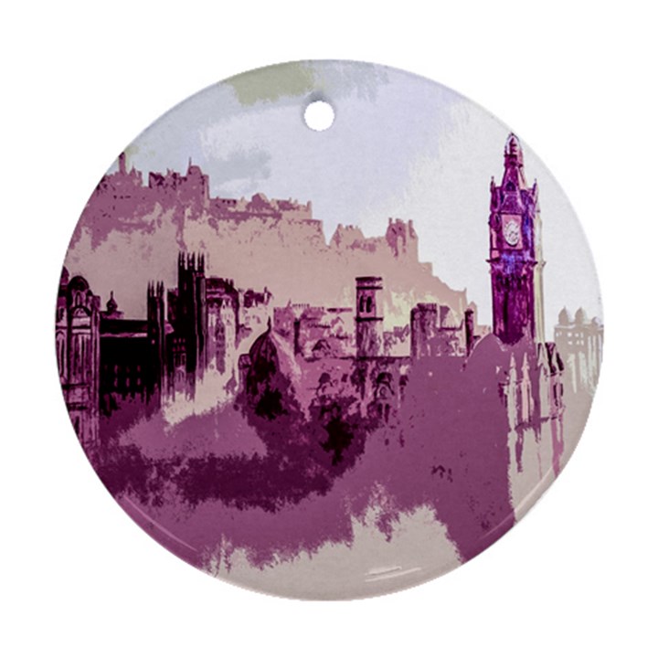Abstract Painting Edinburgh Capital Of Scotland Round Ornament (Two Sides)