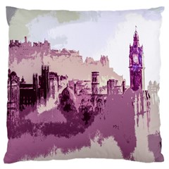 Abstract Painting Edinburgh Capital Of Scotland Large Flano Cushion Case (two Sides) by Simbadda