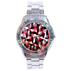 Red And Pink Abstract Background Stainless Steel Analogue Watch by Simbadda