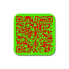 Colorful Qr Code Digital Computer Graphic Rubber Square Coaster (4 pack) 