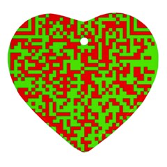 Colorful Qr Code Digital Computer Graphic Heart Ornament (Two Sides)