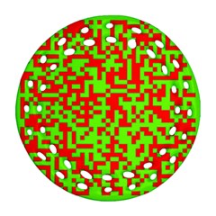 Colorful Qr Code Digital Computer Graphic Round Filigree Ornament (Two Sides)