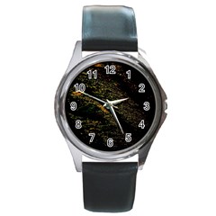 Abstract Background Round Metal Watch