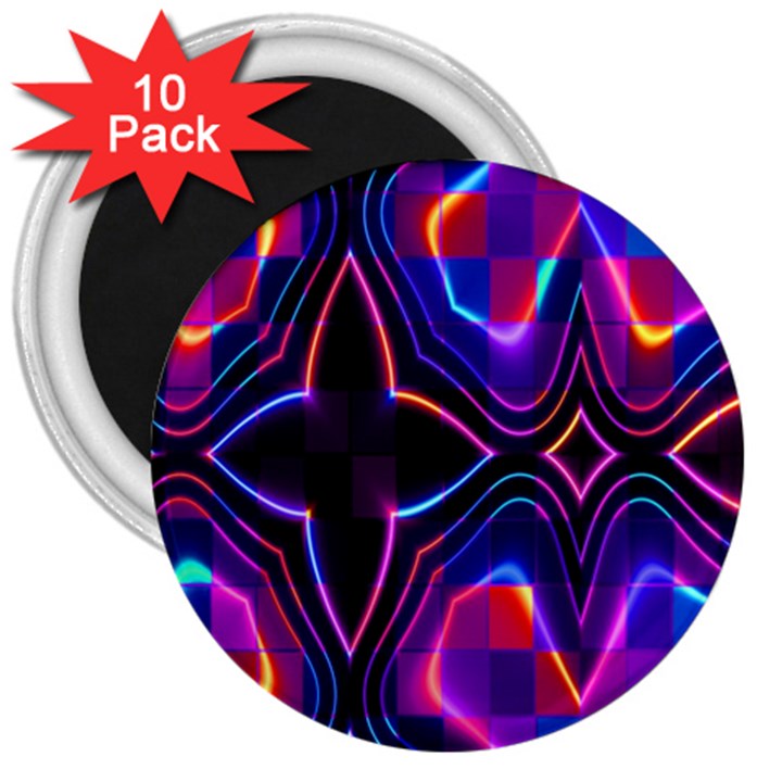 Rainbow Abstract Background Pattern 3  Magnets (10 pack) 