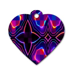 Rainbow Abstract Background Pattern Dog Tag Heart (one Side) by Simbadda