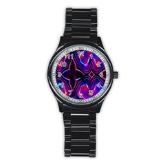 Rainbow Abstract Background Pattern Stainless Steel Round Watch by Simbadda