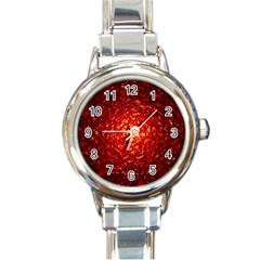 Abstract Red Lava Effect Round Italian Charm Watch by Simbadda