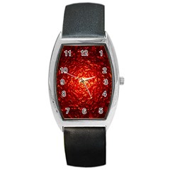Abstract Red Lava Effect Barrel Style Metal Watch by Simbadda