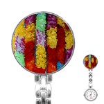 Colorful Hawaiian Lei Flowers Stainless Steel Nurses Watch Front