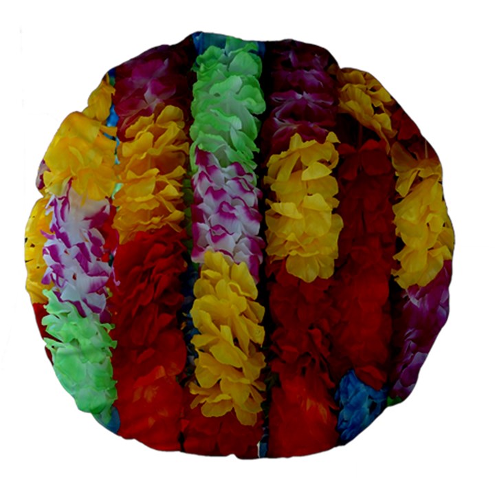 Colorful Hawaiian Lei Flowers Large 18  Premium Flano Round Cushions