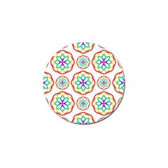 Geometric Circles Seamless Rainbow Colors Geometric Circles Seamless Pattern On White Background Golf Ball Marker (10 Pack)