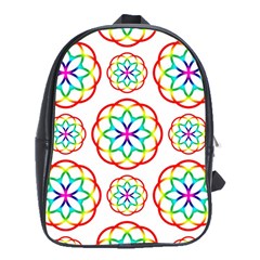 Geometric Circles Seamless Rainbow Colors Geometric Circles Seamless Pattern On White Background School Bags (xl)  by Simbadda