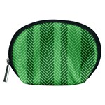 Green Herringbone Pattern Background Wallpaper Accessory Pouches (Medium)  Front