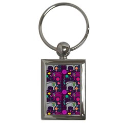 Colorful Elephants Love Background Key Chains (rectangle)  by Simbadda