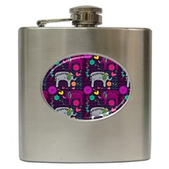 Colorful Elephants Love Background Hip Flask (6 Oz) by Simbadda