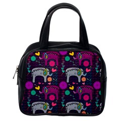 Colorful Elephants Love Background Classic Handbags (one Side) by Simbadda