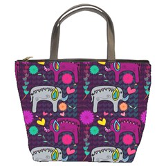 Colorful Elephants Love Background Bucket Bags by Simbadda