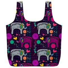 Colorful Elephants Love Background Full Print Recycle Bags (l) 