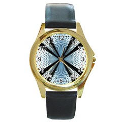 Dimension Metal Abstract Obtained Through Mirroring Round Gold Metal Watch by Simbadda