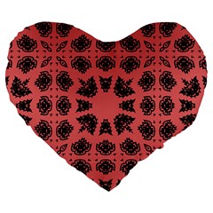 Digital Computer Graphic Seamless Patterned Ornament In A Red Colors For Design Large 19  Premium Heart Shape Cushions by Simbadda