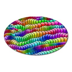 Digitally Created Abstract Rainbow Background Pattern Oval Magnet by Simbadda