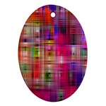 Background Abstract Weave Of Tightly Woven Colors Oval Ornament (Two Sides) Back