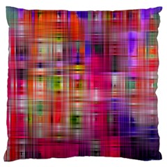 Background Abstract Weave Of Tightly Woven Colors Large Flano Cushion Case (one Side) by Simbadda