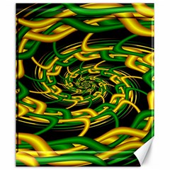 Green Yellow Fractal Vortex In 3d Glass Canvas 20  X 24   by Simbadda