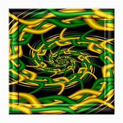 Green Yellow Fractal Vortex In 3d Glass Medium Glasses Cloth (2-side) by Simbadda